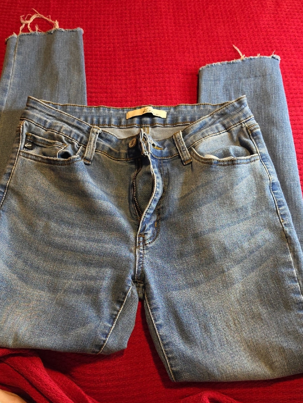 KanCan Light Blue Denim Jeans with Gold Stitching